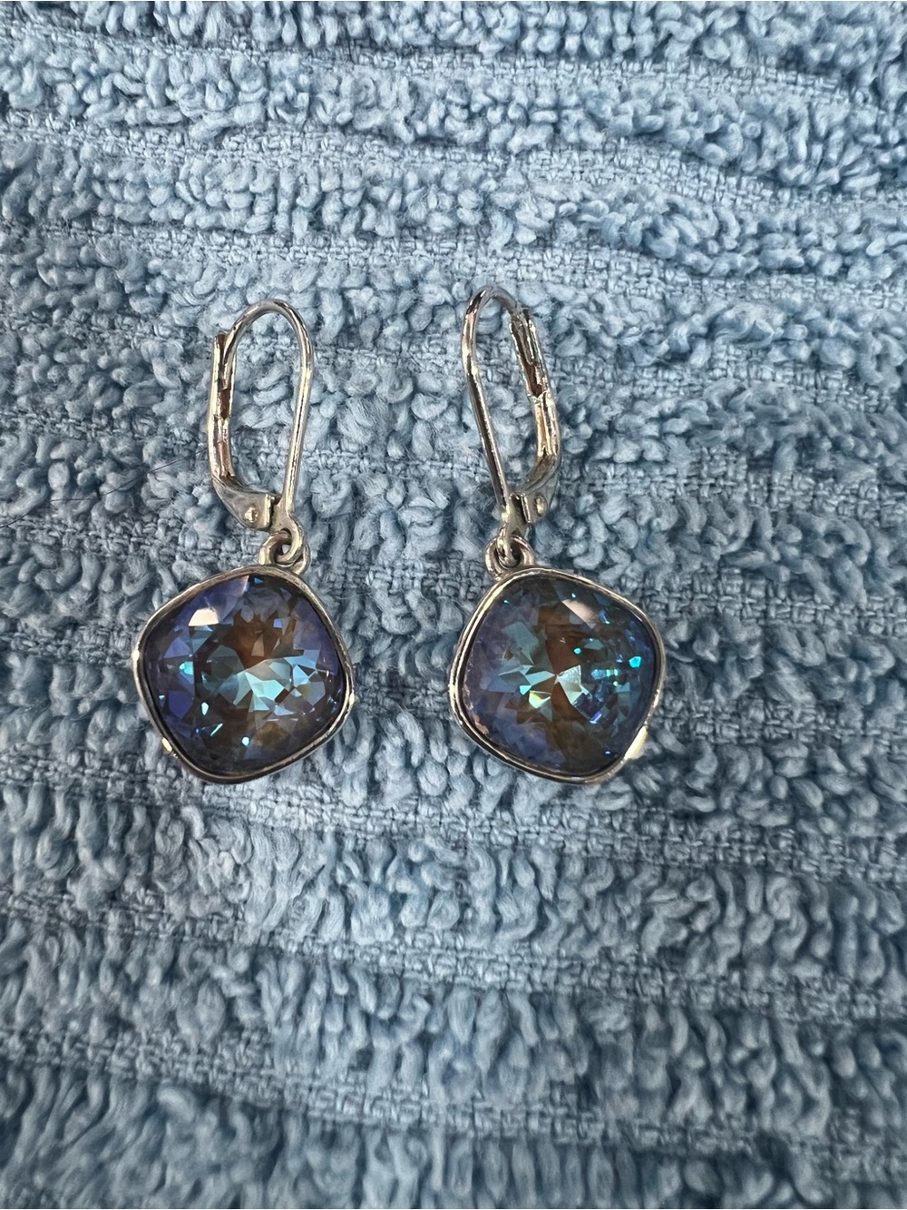 Blue touchstone crystal earrings